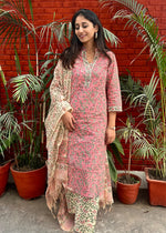 Load image into Gallery viewer, Pink Cotton Suit & Chanderi Dupatta