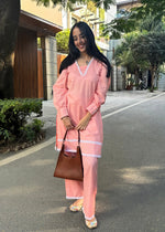 Load image into Gallery viewer, Peach Cotton Flex Coord with Pearl Buttons
