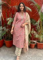 Load image into Gallery viewer, Pink Cotton Suit & Chanderi Dupatta