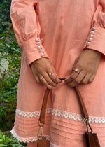 Load image into Gallery viewer, Peach Cotton Flex Coord with Pearl Buttons