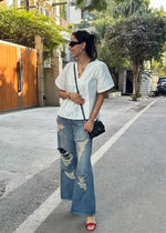 Load image into Gallery viewer, White Cotton Shiffli Top with Gathers
