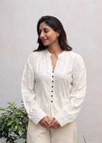 Load image into Gallery viewer, White Rayon Top with Mutton Sleeves