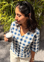 Load image into Gallery viewer, Blue &amp; White Checks Cotton Shirt