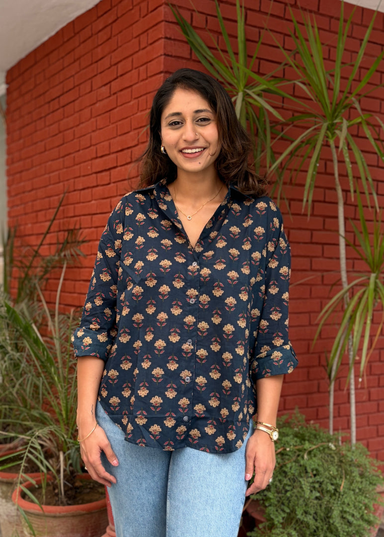 Midnight Blue Block Print Shirt