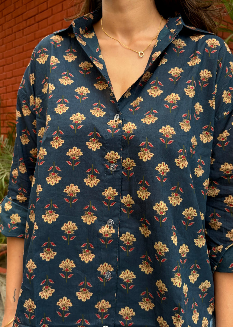 Midnight Blue Block Print Shirt