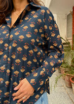 Load image into Gallery viewer, Midnight Blue Block Print Shirt