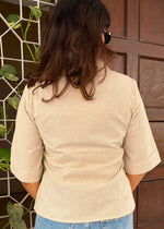 Load image into Gallery viewer, Tan White Striped Cotton Flex Shirt