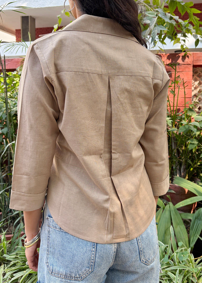 Light Brown Cotton Flex Shirt