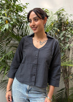 Load image into Gallery viewer, Charcoal Grey Cotton Flex Shirt