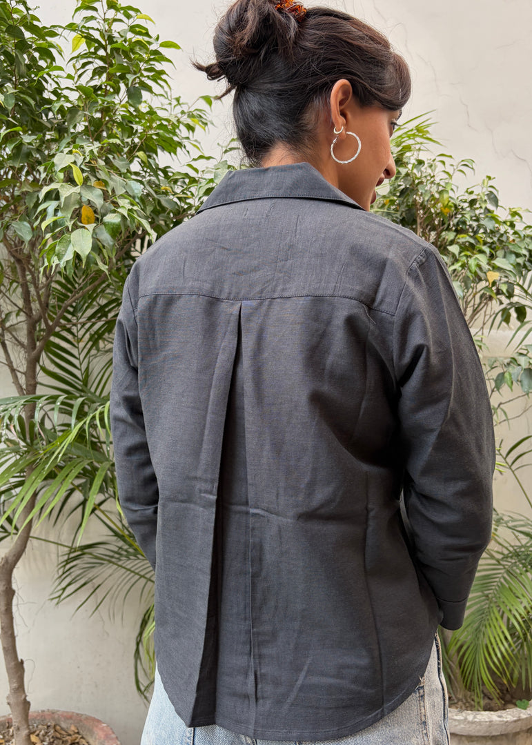 Charcoal Grey Cotton Flex Shirt