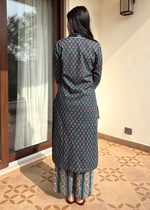 Load image into Gallery viewer, Teal Hand Block Printed Kurta Set