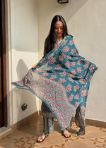 Load image into Gallery viewer, Teal Hand Block Printed Kurta Set