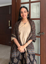 Load image into Gallery viewer, Beige- Black Cotton Kurta Set