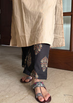 Load image into Gallery viewer, Beige- Black Cotton Kurta Set