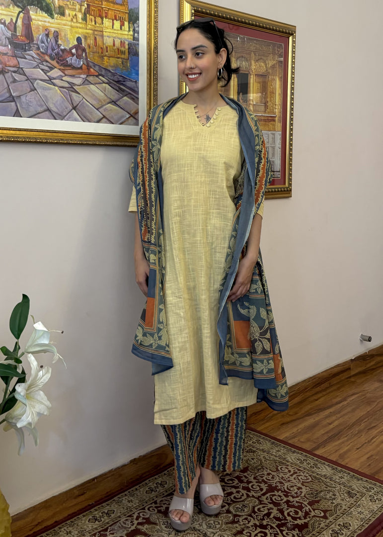Cream Cotton Kurta Set