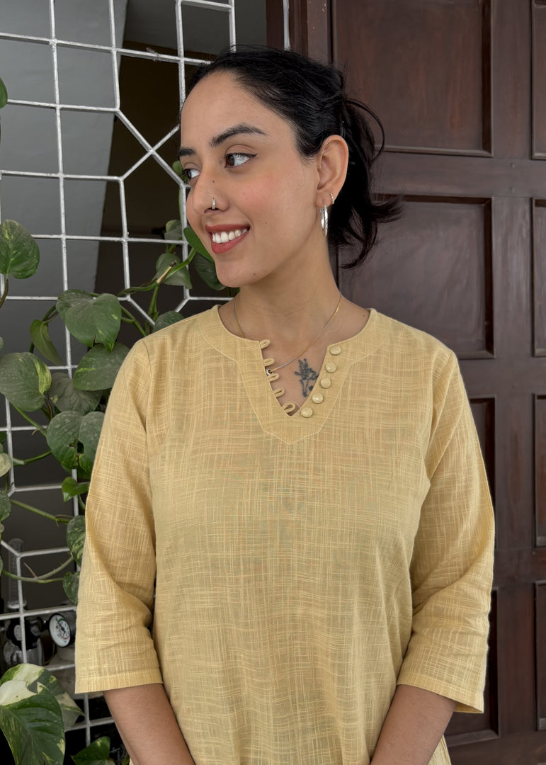 Cream Cotton Kurta Set
