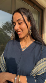 Load image into Gallery viewer, Deep Blue Cotton Kurta Set