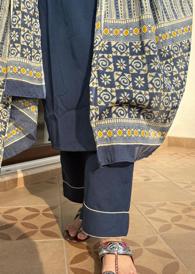 Deep Blue Cotton Kurta Set