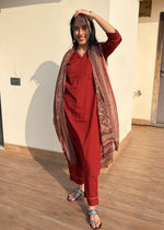 Load image into Gallery viewer, Rust Cotton Kurta Suit Set