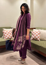 Load image into Gallery viewer, Purple Cotton Kurta Suit Set