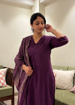 Load image into Gallery viewer, Purple Cotton Kurta Suit Set