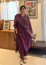 Load image into Gallery viewer, Purple Cotton Kurta Suit Set