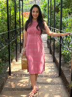 Load image into Gallery viewer, Red &amp; White Gingham Cotton Midi Dress