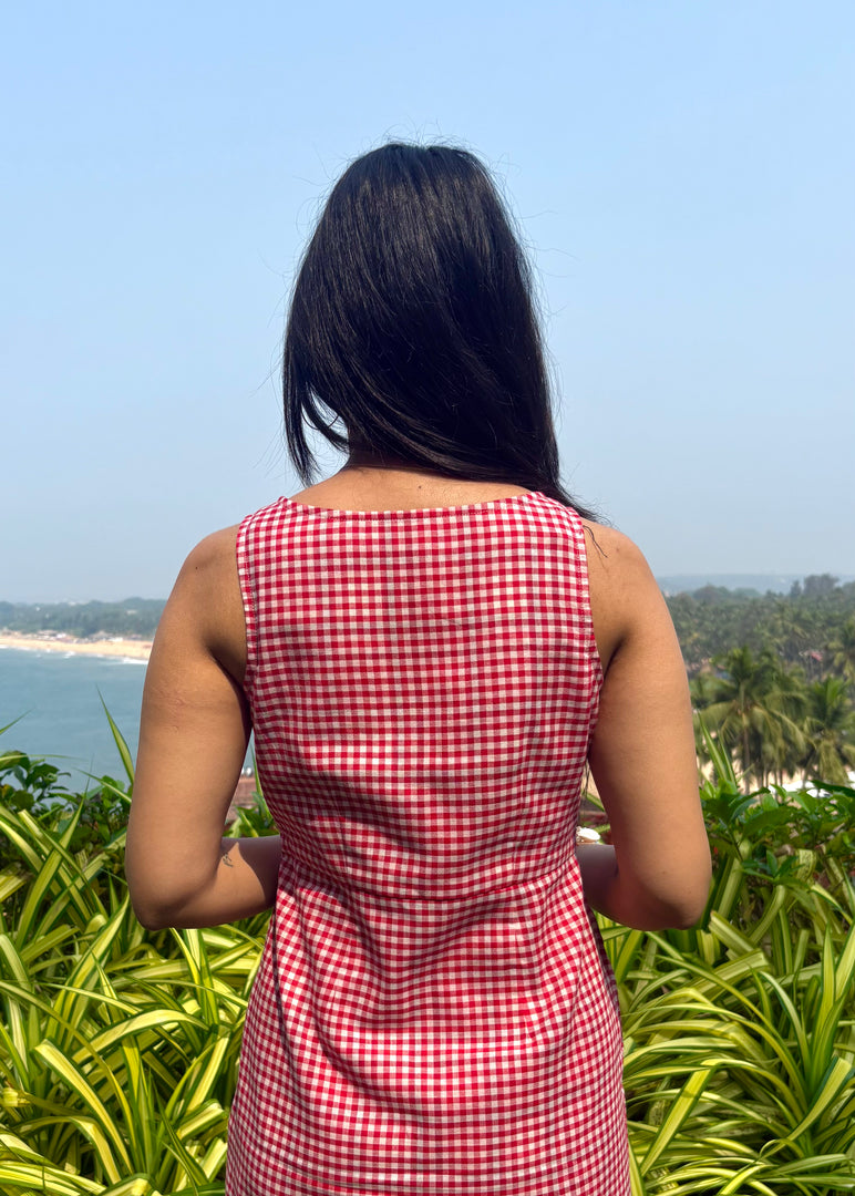 Red & White Gingham Cotton Midi Dress – EverVére