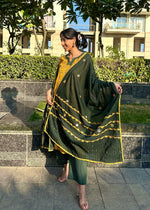 Load image into Gallery viewer, Maroon Ajrak Cotton Suit with Mirror Work Dupatta
