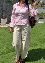 Load image into Gallery viewer, Pink &amp; White Fitted Cotton Shirt