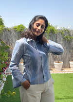 Load image into Gallery viewer, Blue Striped Fitted Cotton Shirt