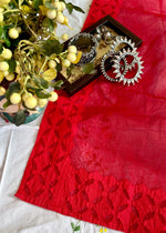 Load image into Gallery viewer, Red Cotton Applique Suit &amp; Dupatta
