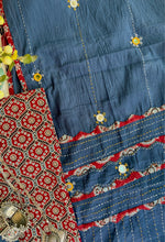 Load image into Gallery viewer, Maroon Ajrak Cotton Suit &amp; Blue Mirror Work Mulmul Dupatta
