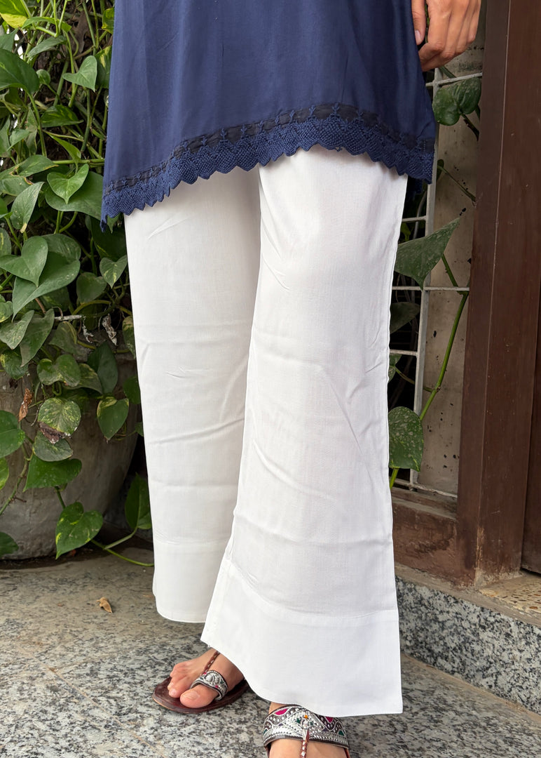 Navy Blue - White Rayon Coord