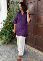 Load image into Gallery viewer, Purple Cream Rayon Coord