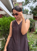 Load image into Gallery viewer, Chocolate Brown Topstitch Dress