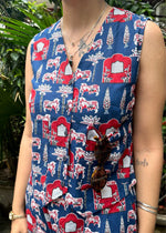 Load image into Gallery viewer, Blue Printed Cotton Waistcoat Coord
