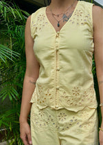 Load image into Gallery viewer, Butter Yellow Cotton Schiffli Coord
