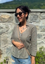 Load image into Gallery viewer, Olive Green Cotton Flex Button Down Shirt
