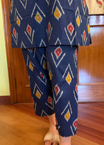 Load image into Gallery viewer, A-line Blue Ikat Coord with Bell Sleeves