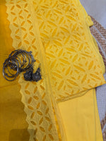 Load image into Gallery viewer, Yellow Cotton Applique Suit &amp; Dupatta
