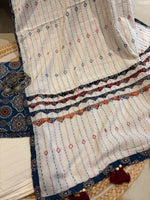 Load image into Gallery viewer, Blue Ajrak Cotton Suit &amp; Applique Mulmul Dupatta
