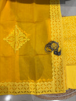 Load image into Gallery viewer, Yellow Cotton Applique Suit &amp; Dupatta
