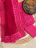 Load image into Gallery viewer, Hot Pink Cotton Applique Suit &amp; Dupatta

