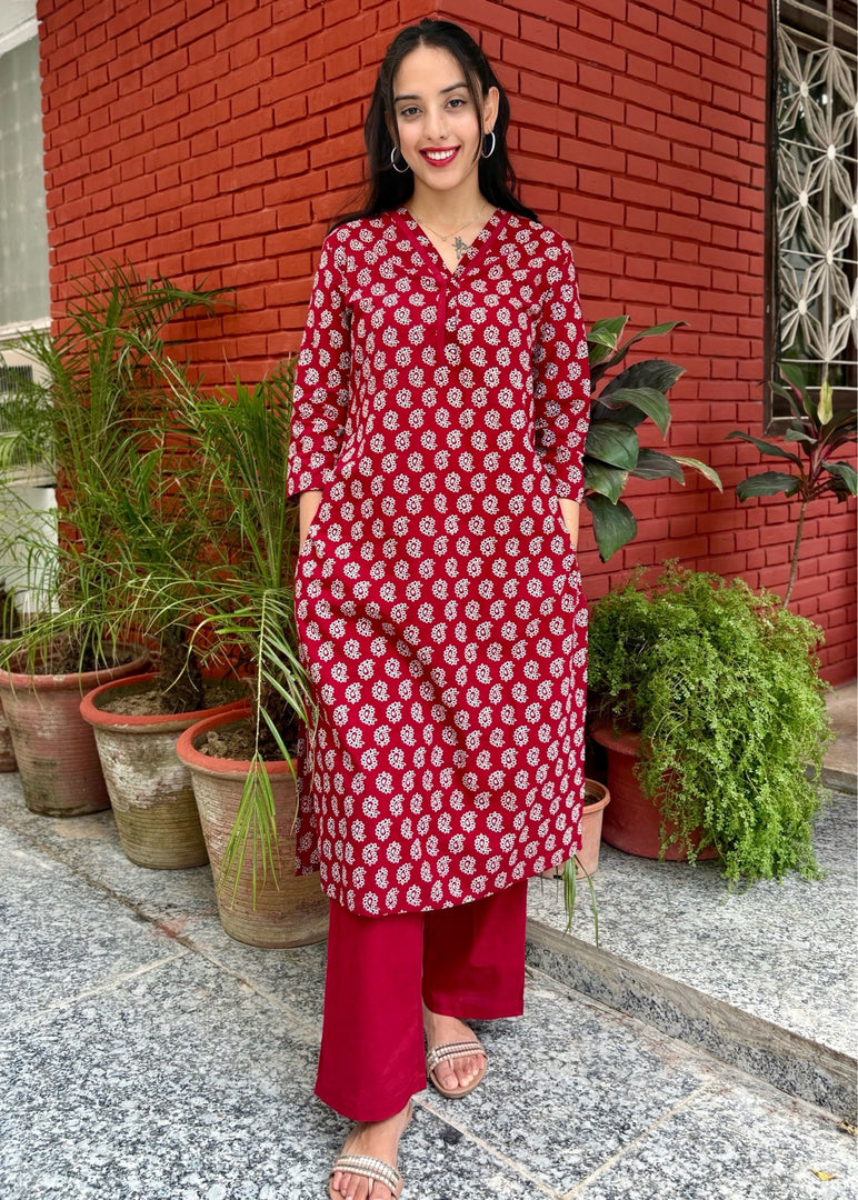 Yellow Ajrak Cotton Suit & Mirror Work Dupatta