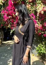 Load image into Gallery viewer, Black Rayon Angrakha Coord Set
