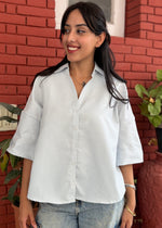 Load image into Gallery viewer, Black Cotton Seersucker Boxy Cotton Shirt

