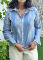 Load image into Gallery viewer, Blue Striped Fitted Cotton Shirt