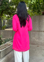 Load image into Gallery viewer, Hot - Pink Rayon Tunic with White Pants
