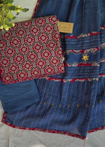 Load and play video in Gallery viewer, Maroon Ajrak Cotton Suit &amp; Blue Mirror Work Mulmul Dupatta
